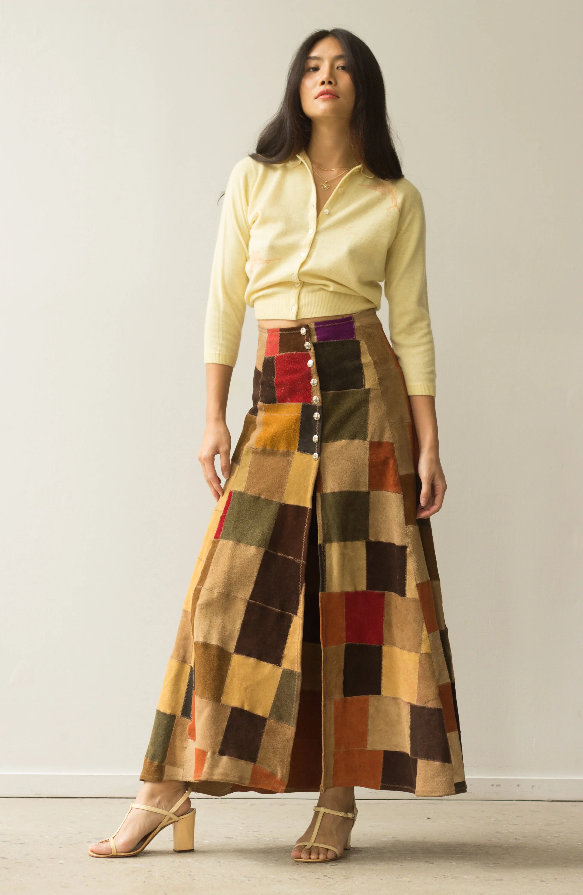 1970s Suede Patchwork A-Line Skirt — Wayward Collection